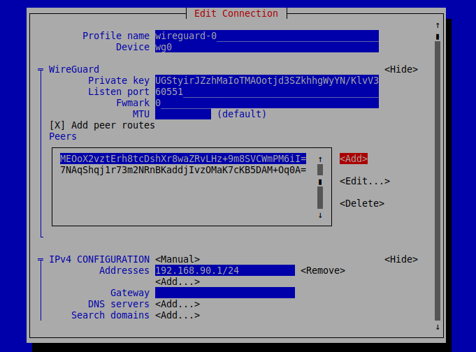 WireGuard in nmtui